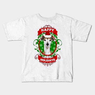 Christmas Happy Holidays Puppy Santa Hat Kids T-Shirt